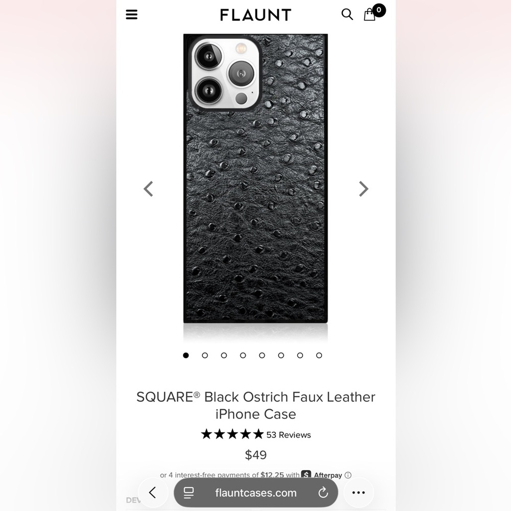 Flaunt Black ostrich Textured Phone Case, iPhone 13pro max mag safe.